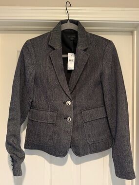 ANN TAYLOR Tailored Gray Herringbone Women's Blazer Jacket